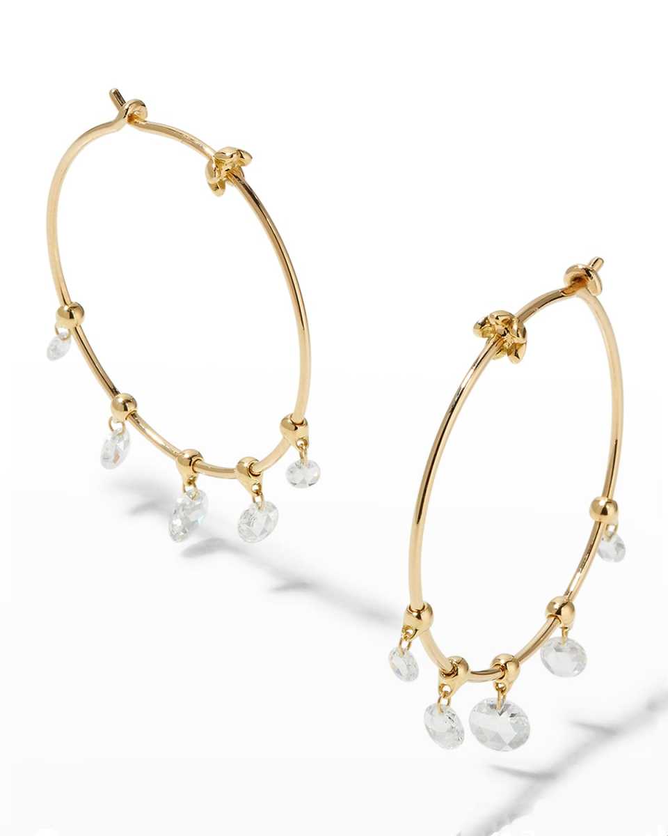 28mm Windchime Wire Hoop Earrings with Rose-Cut Diamonds
